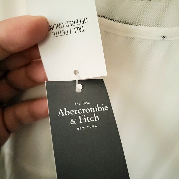 Y2K 90s Abercrombie Fitch Slip Dress XS Ivory Mesh Silver Bead Party NEW - Picture 7 of 12